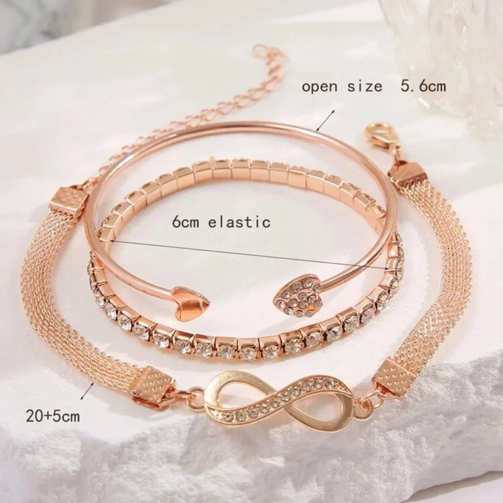 Rose Gold Radiant Hearts Bracelet Set - Picture 3 of 3